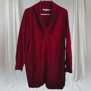 Eight Eight Eight Burgundy Cowl Collar 100% Cotton Long Tunic Sweater- Size: XL